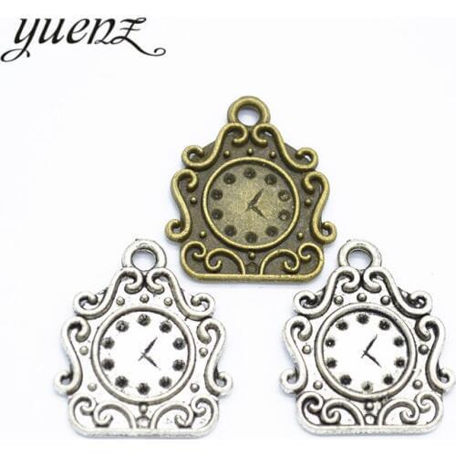 YuenZ 5 pcs Metal Charms Clock Pendants Antique Jewelry Making DIY Handmade Craft 30*25mm J299