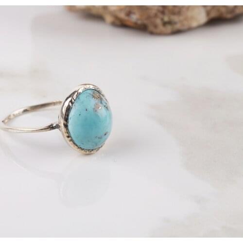UM US JEWELRY Turquoise Natural Stone 925 Sterling Silver Women 'S Ring
