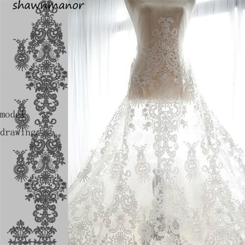 1PC(100*150CM) Palace Lace Fabric Embroidered Voile Gauze Embroidery Lace Fabric For Wedding Dresses DIY Accessories