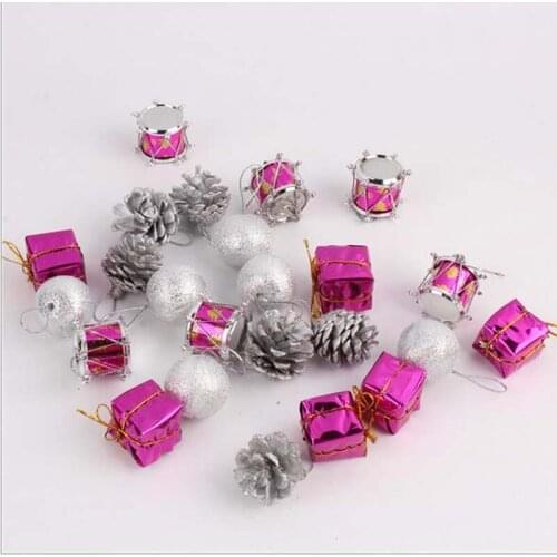 24Pcs/Set Hot Christmas Rose Red Accessories Christmas Tree Decorative Pendant Mall Shopping Decoration Christmas ornaments