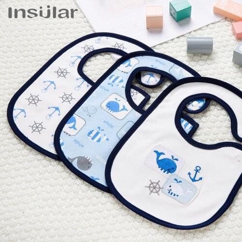 3pcs 100% Cotton Baby Bibs Feeding Waterproof Baby Saliva Towel Cartoon Newborn Cartoon Aprons SU1007