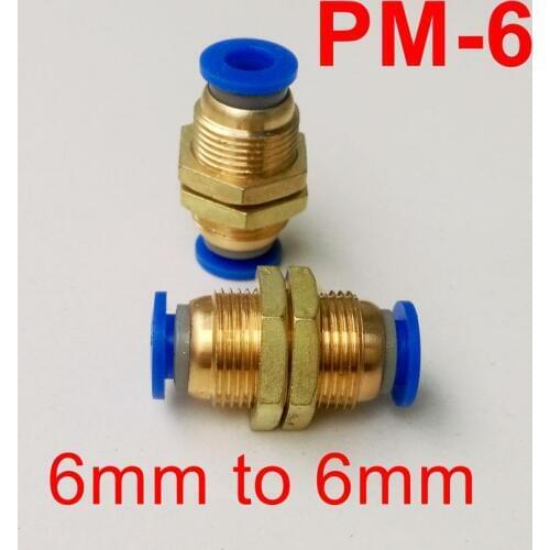 5Pcs/lot PM6 Quick Joint Connecting Pneumatic Air Tubing Fittings 6mm-6mm Bulkhead Straight Union
