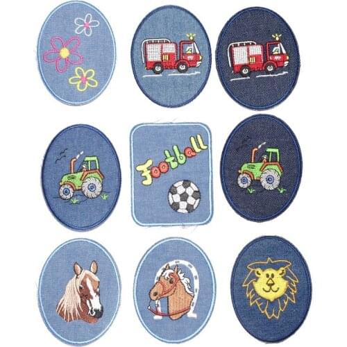 50pcs/Lot Denim Embroidery Patches Letters Clothing Decoration Accessories Diy Iron Heat Transfer Applique Punk Clothes