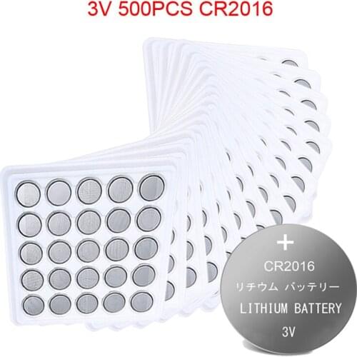 500PCS CR2016 Button Batteries 3V CR 2016 LM2016 BR2016 DL2016 Cell Coin Lithium Battery For Watch Electronic Toy Remote