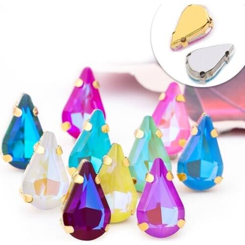 8x13mm Drop Shape Rhinestone Sewing on Stones Clothes Decorations Glass Strass Crystal DIY Crafts Gemstone Bag Accessories