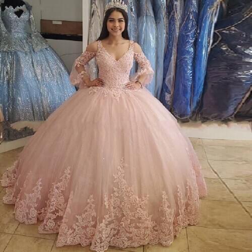 Princess Lace Ball Gown Quinceanera Dresses Lace Up Sweet 16 Dress For 15 Years Formal Prom Dress Party Pageant Gown Custom