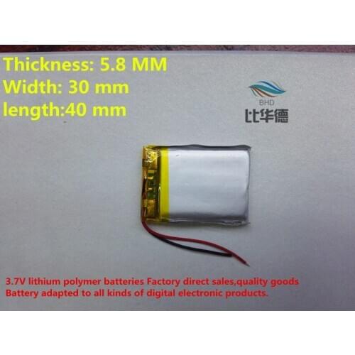 Free shipping) 583040 580mah lithium-ion polymer battery quality goods quality of CE FCC ROHS certification authority