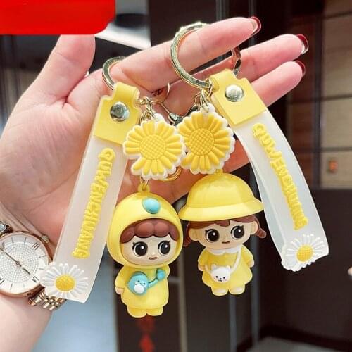 Creative Cute Couple Satchel Xiaomeng Cartoon Keychain Car Key Ring Chain Bag Pendant Small Accessories Animation Derivatives