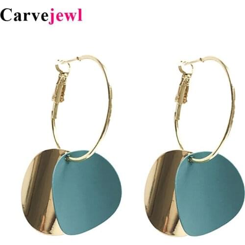 Carvejewl Round Curved Discs Earrings Korea Design Temperament Trend Personality Earrings new spray paint colorful women Jewelry