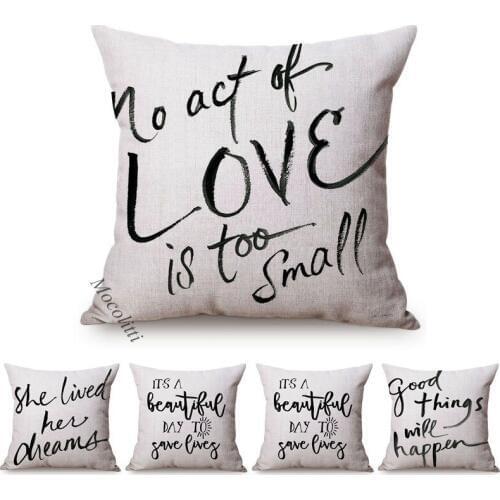 Letter Nordic Simple Life Greetings Design Throw Pillows Dreams Love Inspiration Gifts for Friends Decorative Sofa Cushion Cover