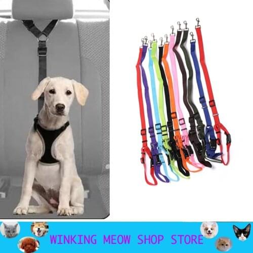 Pet Dog Seat Belt Vehicle Car Puppy Car Seatbelt Harness Lead Clip Supplies Safety Lever Auto Traction Products Adjustable Pink