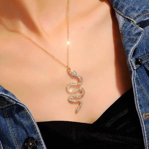 EN Trendy Gold Snake Necklace For Women Stainless Steel Silver Color Animal Pendant Necklace Fashion Female Jewelry Gift