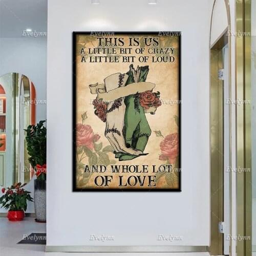 This Is Us A Little Bit Of CrazyALittle Bit Of Loud And Whole Lot Of Love Retro Poster Mummy Couple Halloween Home Decor Prints