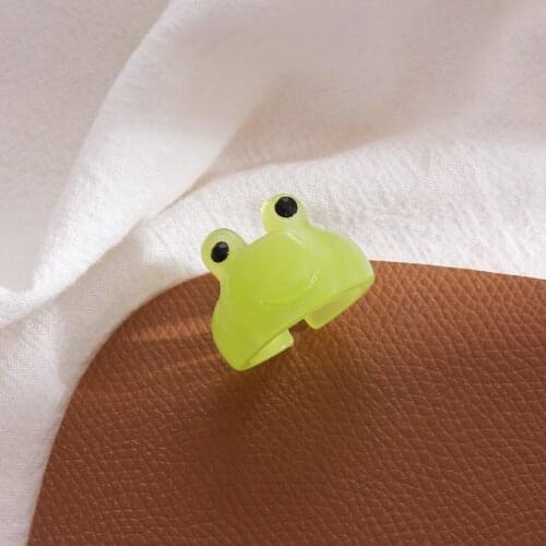 Frog Ring 2021 New Hot Trendy Animal Acrylic Resin Ring For Women Jewelry Girl Finger Accessory Vintage Boho Statement Jewellery