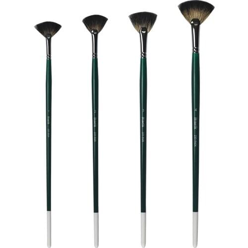 4PC 235FAN Watercolor Acrylic Artist Art Pen Supplie Badger Hair Wooden Handle Paint Brushes Set