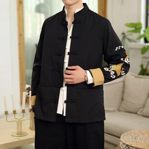 Male Clothes 2021 Embroider Crane Tang Suit Traditional Chinese Clothing For Men Shirt Top Jacket Cheongsam Hanfu Vintage KK3442