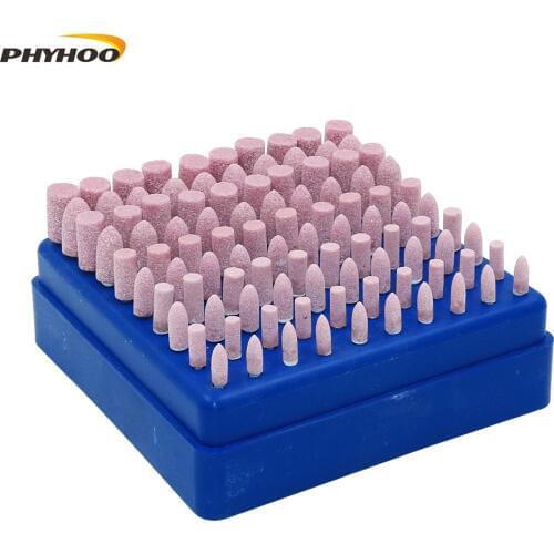 Abrasive Mounted Stone Grinding Wheels Bits Set Cone Polishing Accessories Attachment for Dremel Rotary Tools 3mm Shank 100 Pcs