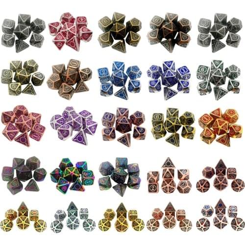 Metal Polyhedral Dice Set, 7Pcs Complete Dice Sets of D4 D6 D8 D10 D12 D20 Great for DND RPG MTG Games