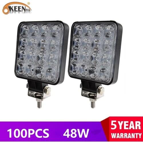 OKEEN 100pcs 4inch 48W LED Light Bar Work Lights 12V 24V Flood Spot Light 6000K White Off Road Headlight For 4x4 SUV Truck Boat
