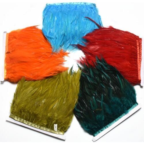 1Meter natural rooster feather trims sewing 8-10cm saddles rooster feather fringe white feather for costumes DIY feather ribbon