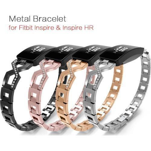 For Fitbit Inspire HR Strap Stainless Steel Metal Watch Band Women Jewelry Bracelet for Fitbit Inspire Replacement Band Pulsera