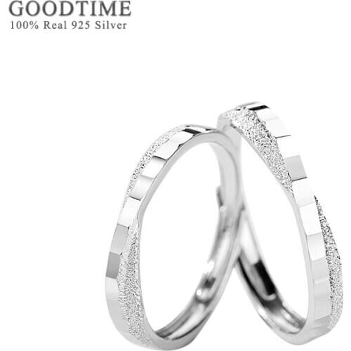 Luxury 925 Sterling Silver Rings For Lovers Couple Wedding Engagement Party Rhinestone Frosted Ring Jewelry Accessories