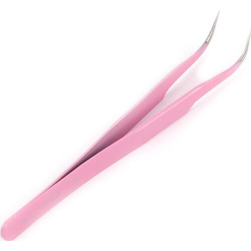 Lucky Flower Pink stainless steel Mink eyelash extension tweezers professional Eye Lashes Tweezers Straight Or bend Optional