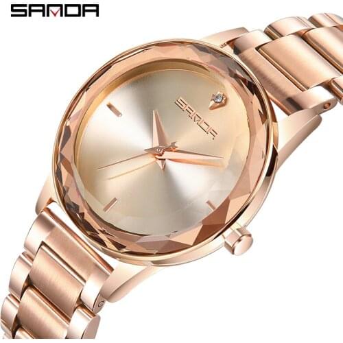 SANDA 1006 Brand Luxury Quartz Womens Watches Fashion Rotating Dial Clock Stainless Steel Female Ladies Watch Relogio Feminino