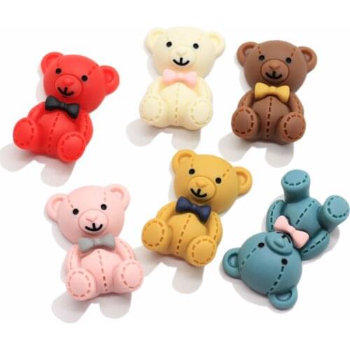 100/50pcs Mixed Resin Cute Charms Bear Rabbit Cabochon Flatback Crafts Cartoon mold characters Embellishments Hair Diy Accessor