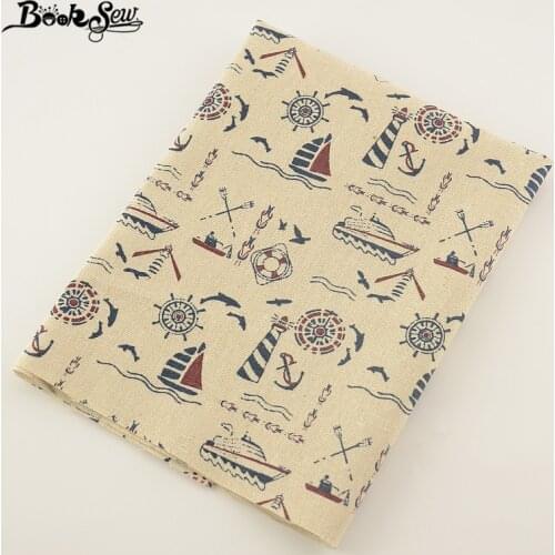 Booksew Cotton Linen Fabric Sea Theme Design Sewing Material For Tablecloth Pillow Bag Curtain Cushion Zakka Decoration Tissu