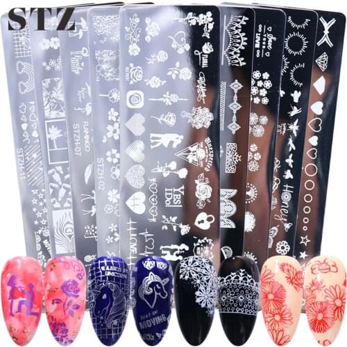 STZ Nail Art Stamping Template Plate Flower Lace Printing Polish Stencil Tools French Tips Image Nail Design Manicure STZH01-12
