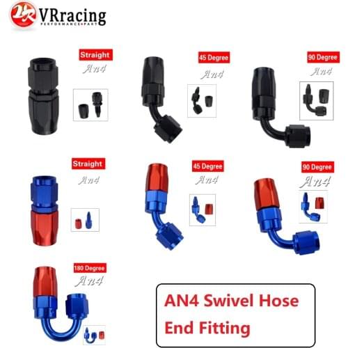 VR - 4 AN AN-4 Aluminum Straight 45 Degree 90 Degree Swivel Hose End Fittings Adapter Oil Fuel Reusable Fitting Hose End