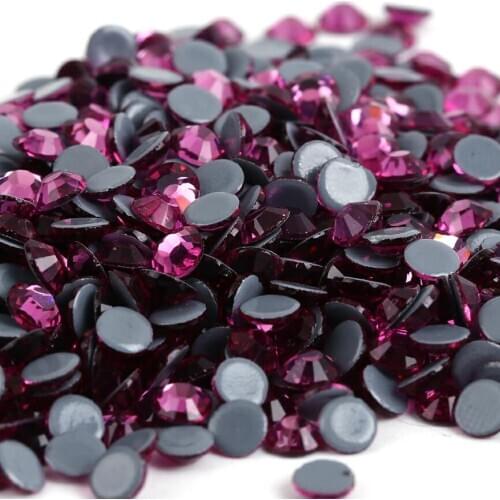 All sizes Fuchsia DMC Iron On Rhinestones/Flat Back Nail art Hot fix Crystal Rhinestones Strass Sewing & Fabric Garment