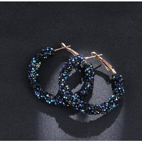 Jewelry women RscvonM Brand New Design Fashion Charm Austrian crystal hoop earrings Geometric Round Shiny rhinestone big earring