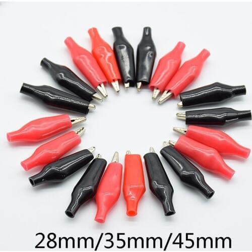 20pcs 28mm/35mm/45mm Alligator Clips Electrical Test Crocodile red black Clamps Jumper Helper Protective Insulation Cover