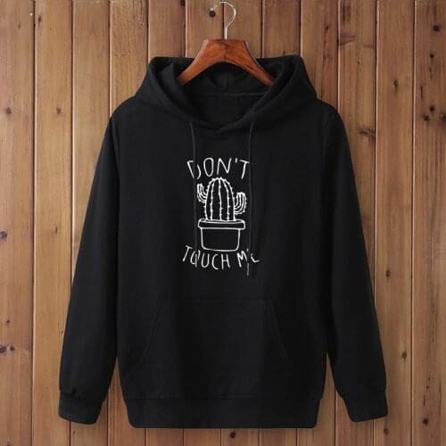 Plus size don't touch me Letter Print Women Hoody Sweatshirt Casual Funny Sweatshirt For Lady Girl Top hoodies Hipster Drop Ship