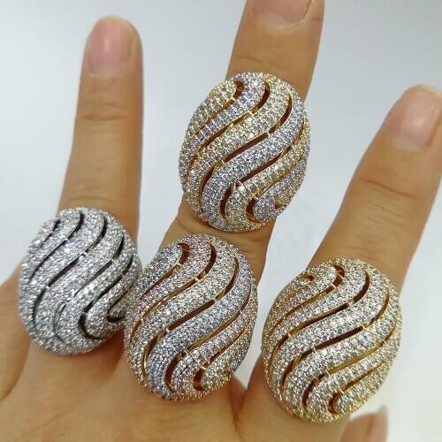 GODKI BIG Fashion Luxury Cross Wave BOLD Statement Rings for Women Bridal Engagement Wedding Jewelry Baguette Zircon CZ Rings