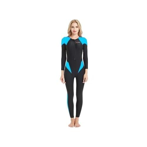 Women One Piece Swimsuit Professional Sports Beach Swimwear Zipper Long Pants Rash Guards Full Body Surfing Triathlon SwimSuit