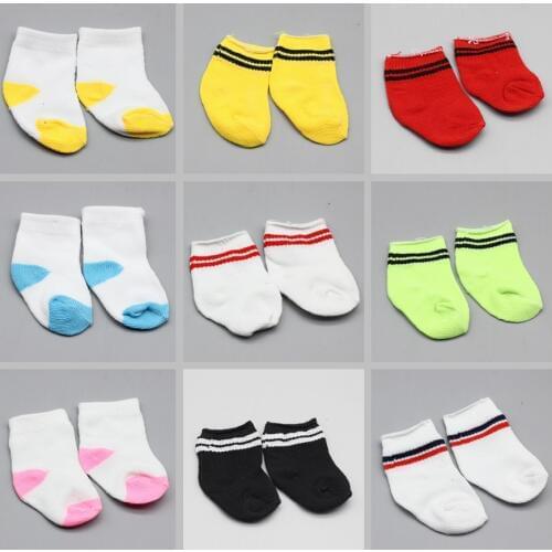 1Pair Doll Accessories Doll Socks for 43cm Reborn Dolls As For 18 Inch American Dolls 9 Colors Mini Toys