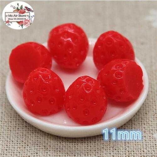 20PCS strawberry fruit Dessert Resin Flat back Cabochon Miniature food Art Supply Decoration Charm
