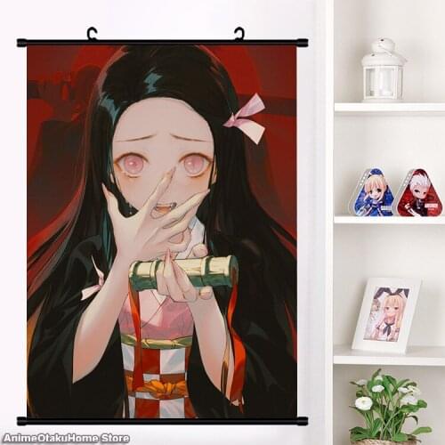 2020 Hot Anime Kamado Nezuko Demon Slayer Kimetsu no Yaiba Wall Scroll Mural Poster Wall Hanging Poster Otaku Home Decor Art