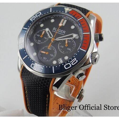 2020 New Arrival BLIGER Brand Quartz Men Watch 41mm Sapphire Glass Date Chronograph Function Ceramic Bezel 24 Hours