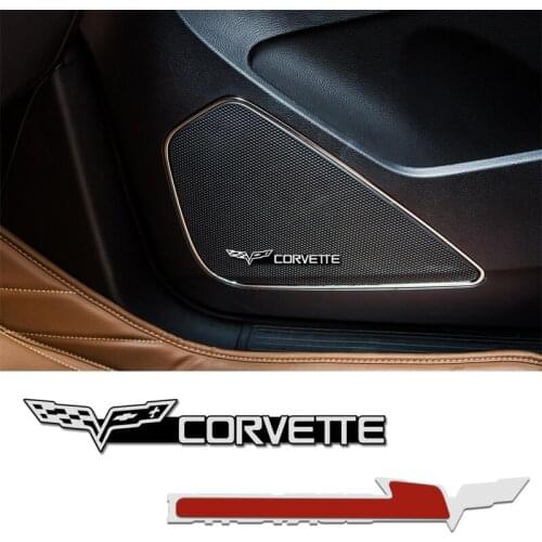 4pcs 3D aluminum speaker stereo speaker badge emblem Sticker for Chevrolet Corvette Accessories Car Styling