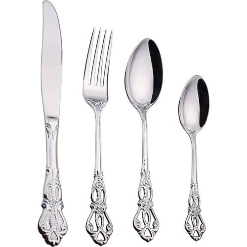 4Pcs Dinnerware Set Cutlery Fork 304 Stainless Steel Spoon Royal Cutlery Forks Knives Spoons Kitchen Spoon Tableware