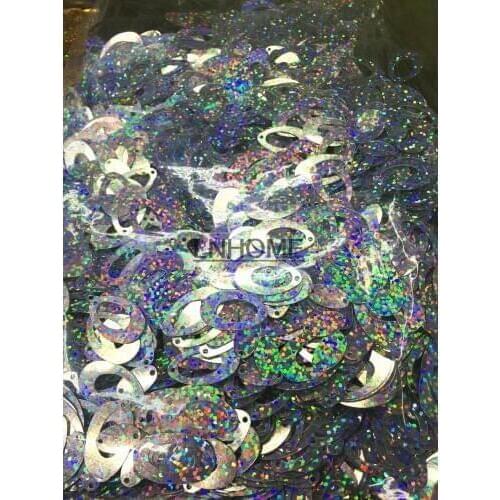 400pcs 14*22mm Hollow Egg Drop Oval Shape Sequins Double Eggs Crafts Sewing ,Women Kids Diy Accessories Laser Silver Spangles
