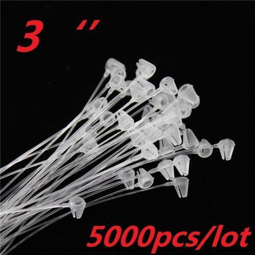 5000pcs/lot 3"transparent string hang tag garment tags loop lock plastic snap fastener for clothes tags
