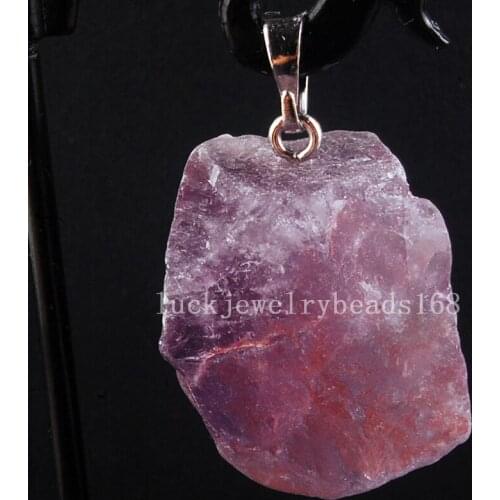 Free Shipping Fashion Jewelry 31x46x6mm Natural Purple Crystal Freeform Women Men Pendant bead C4013