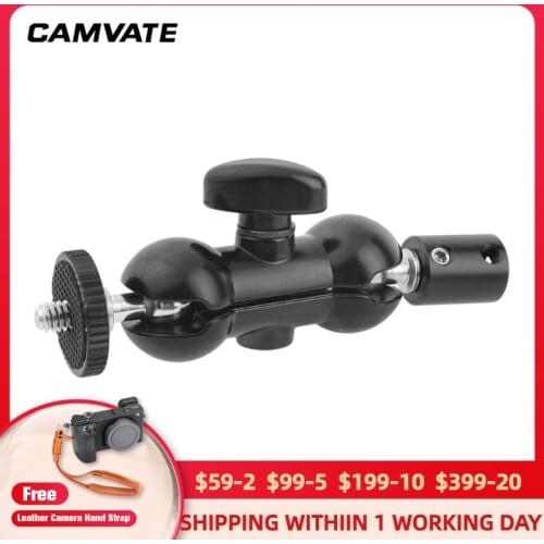 CAMVATE 360°Swivel Ball Head With 1/4" Male & Female Ends & Hot Shoe Mount For DSLR Camera DV LED Monitor Light Flash Light
