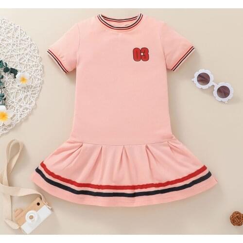 Toddler Infant Kids Baby Girls Dresses Fashion Preppy Style Solid Dress Princess Dress For 2-7 Years Baby Girl Clothes