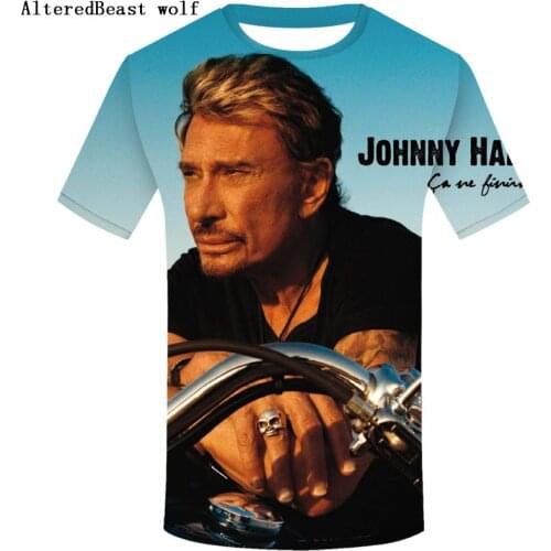 Johnny Hallyday Men 3d T Shirt 2019 Fashion French Music Singer Hallyday 3d T Shirts Funny Mens Tshirt Hip Hop Tops Male